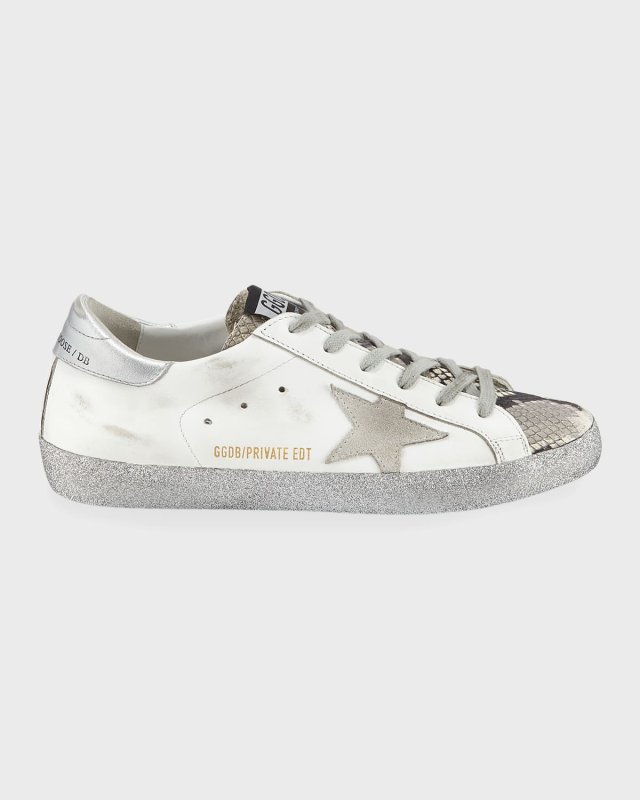 Superstar Snake-Print and Glitter Sneakers